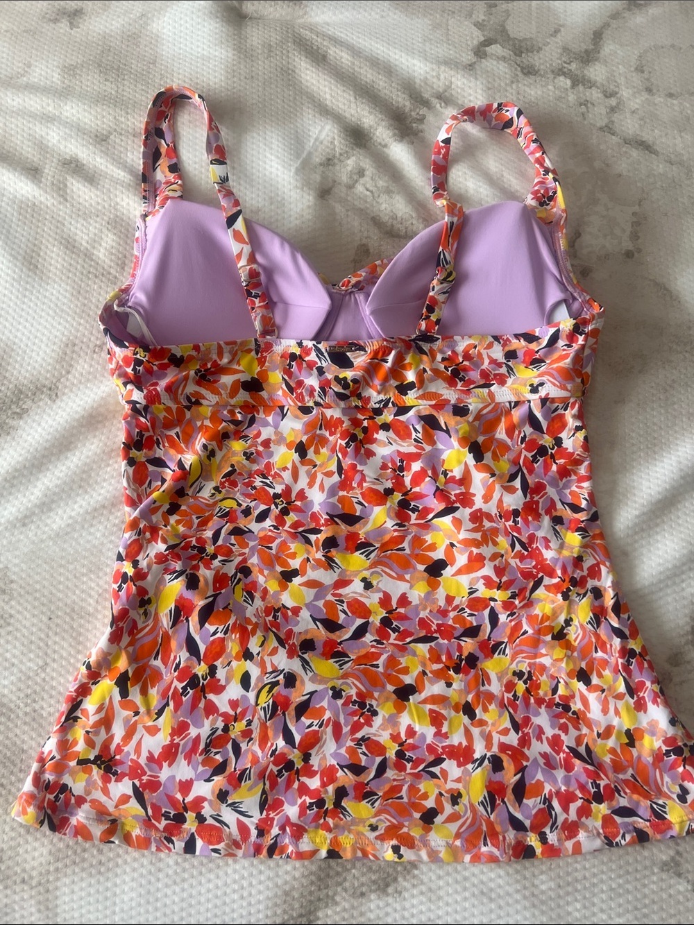 Anne Cole Women Coral Ditsy Print Retro Twist Underwire Tankini Top Size 38C/40B - Picture 5 of 6